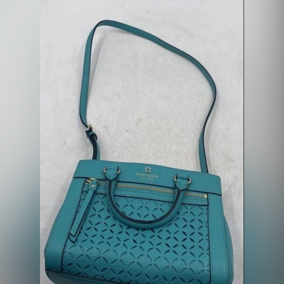 Kate Spade Turquoise Satchel with Geometric Cutouts nwot - Picture 4 of 8